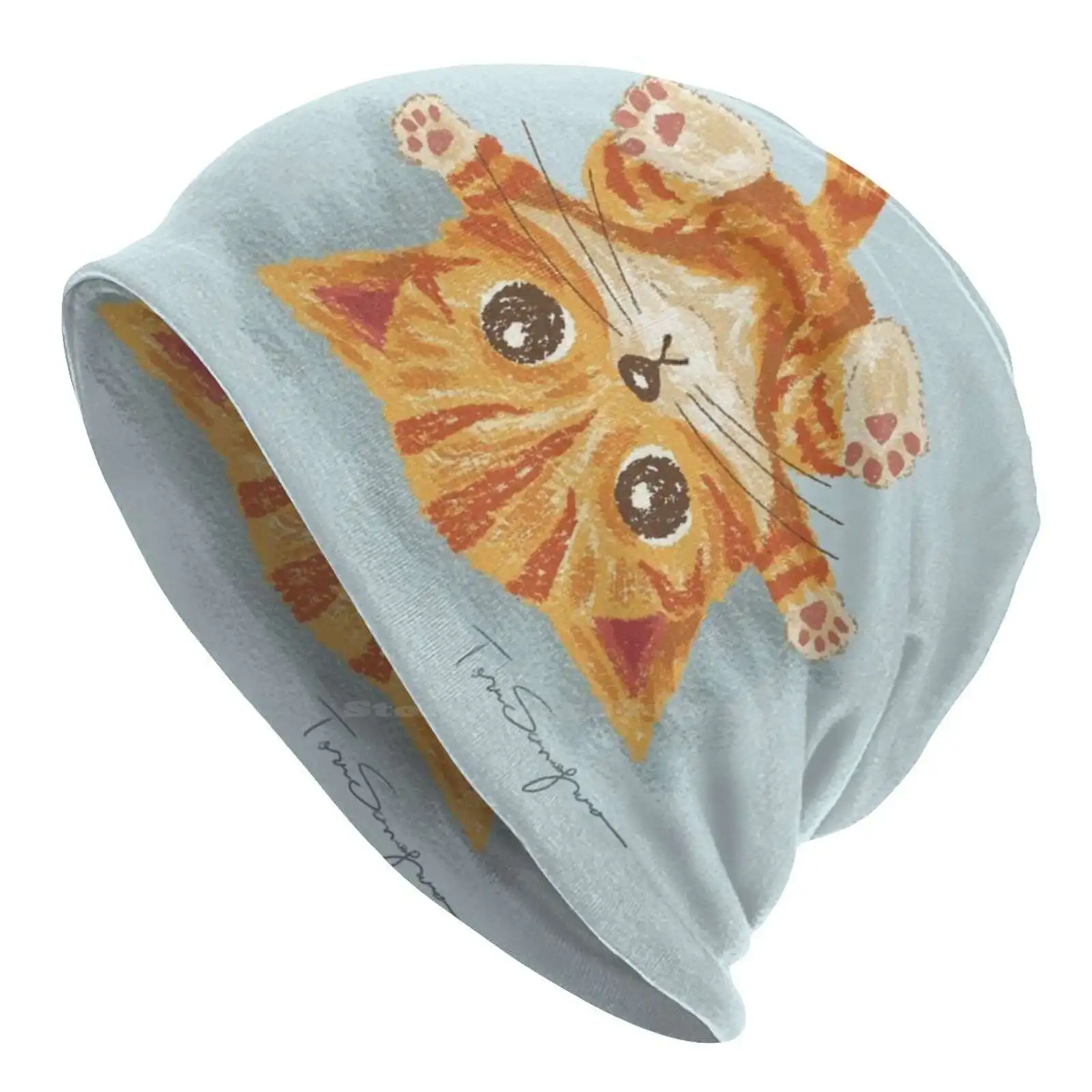 Tabby Upside-Down Knitted Hat Warm Beanie Outdoor Caps Tabby Kitten Character Cute Love Pets Cats Animals Toru Sanogawa Kitty