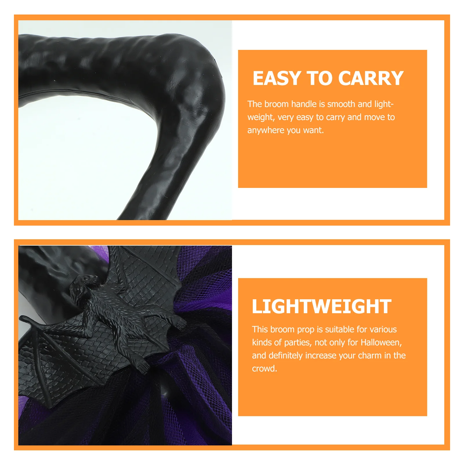 Accesorio de escoba de bruja para disfraz de fiesta de Halloween, palo de escoba de bruja, Cosplay, decoración del hogar, accesorio de Festival