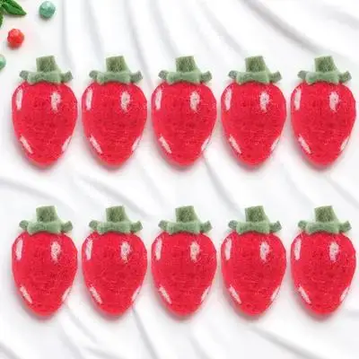 

10Pcs Wool Felt Crafts Strawberry Shape Handmade DIY Home Decoration Hairband Ornament Gifts for Family Friends