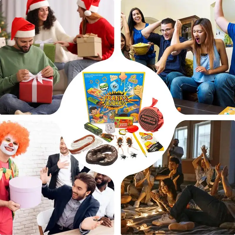 المزحة عدة المزح حزمة وألعاب نكتة مجموعة صناديق كذبة أبريل المزحة الاشياء صانع الضوضاء نكتة صندوق اللعب جميع الأعمار المزح مجموعة للأطفال #5