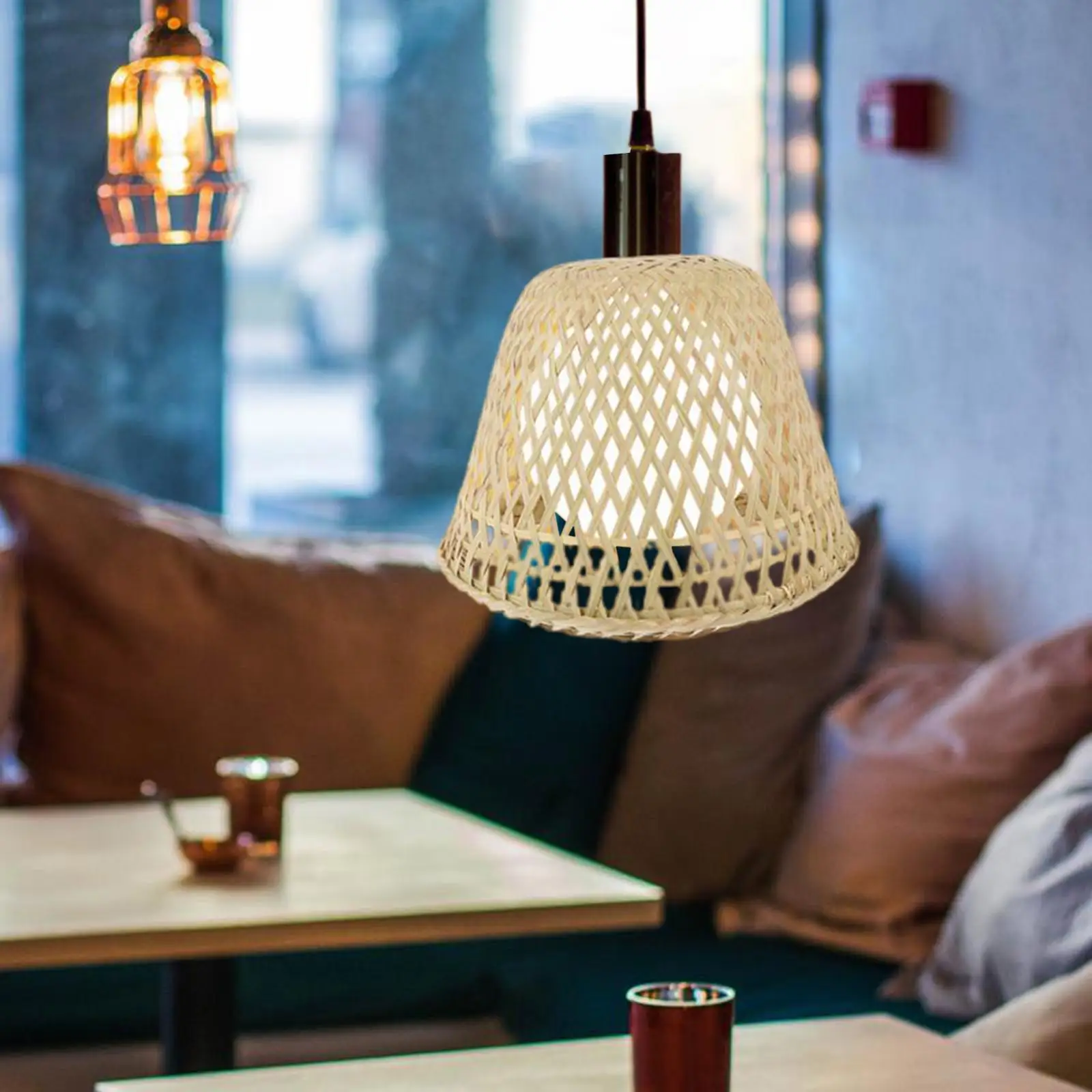 

Pendant Light Shade Cover Weave Rustic Vintage Lampshade Rattan Basket for Ceiling Light Bedroom Living Room Restaurant Teahouse