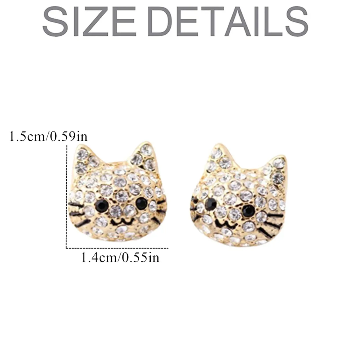 Cute Girl Cat Stud Earrings Exquisite Women\'s Earrings Fashion Accessories Party Jewelry Full Rhinestone Stud Earrings Girl Gift