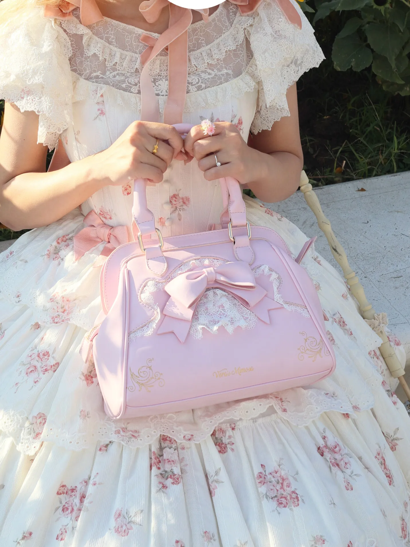 Women's Top-Handle Bags Kawaii Girls Handbags Lolita Style Shell Handbag with Lace Bow PU Leather Crossbody Bags for Lady view 2