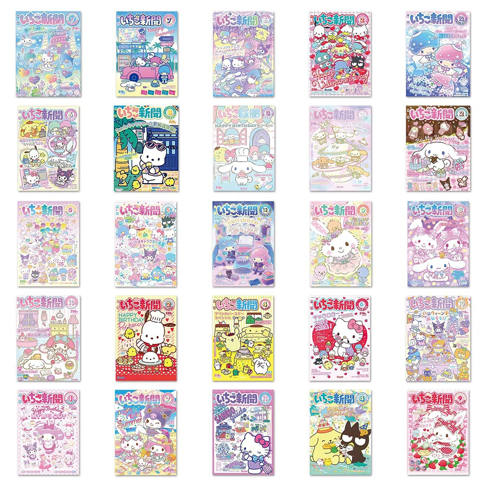 10/30/50pcs Cartoon Sanrio Poster Stickers Kuromi Hello Kitty Cinnamoroll Kids Girls Laptop Phone Diary Cute Stickers Kids Toys