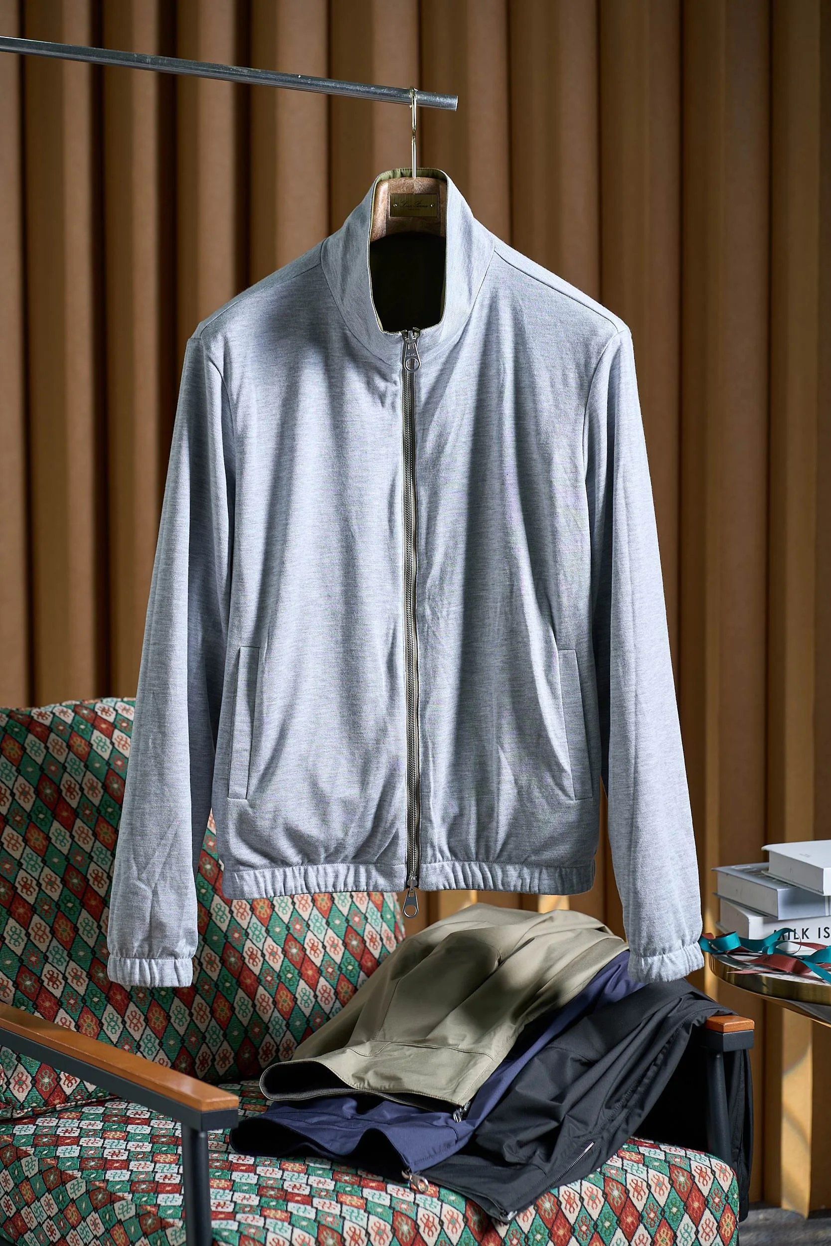 90% Cashmere Lp Style Men's Classic Old Money Style Bomber Windmate Men's Reversible Pilot Jacket, Water-Repellent and Windproof, Storm System Protective Layer, Suitable for Sports, Leisure, and Business