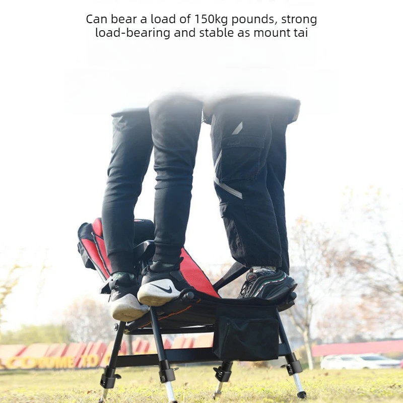 Thickened Breathable Reclining Fishing Chair, Heavy Duty Foldable Stool, High Load Bearing All-Terrain Seat for Outdoor Camping
