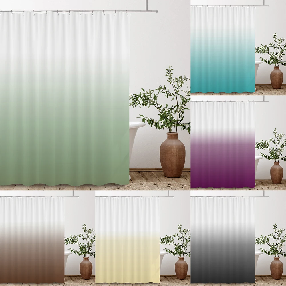 

Multiple Colors Shower Curtain, Lime Green Texture Fabric Gradient Bathroom Decor Waterproof Bathroom Curtains with Hooks