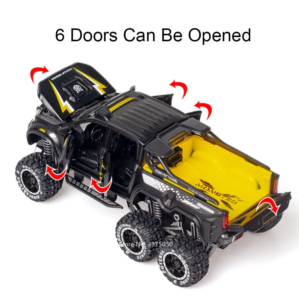 1:28 Benz X-Class Exy 6X6 Cars Toys Models Alloy Diecast with Sound Light Off-road Wheel Pull Back Vehicles Boys Birthday Gifts