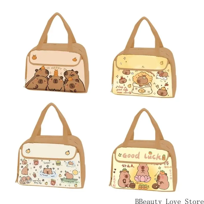

Leakproof Capybara Lunch Bag Insulated Thermal Bag Cartoon Storage Bag For Students Outdoor Easy to Clean Surfaces