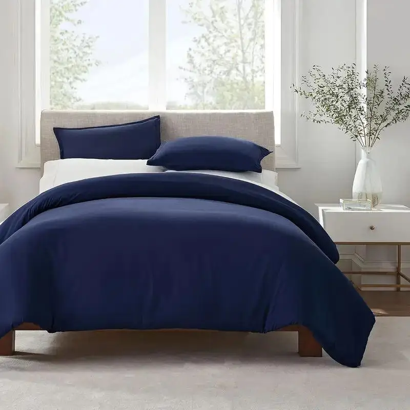

Navy Twin Solid Duvet Cover - Easy Care Clean Design