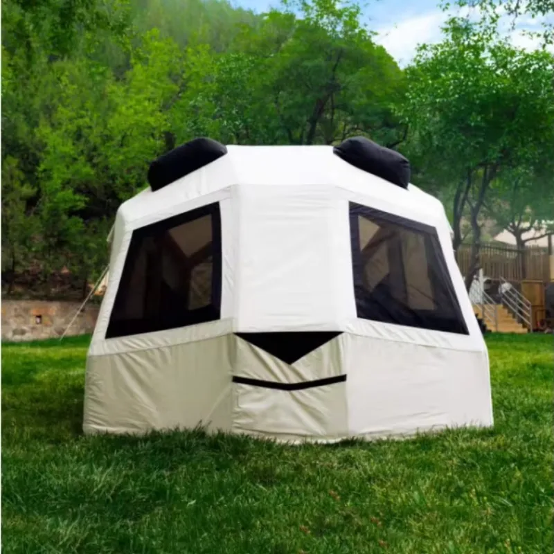 4 Season Luxury Double Layer Portable Oxford PVC Waterproof Inflatable Tent UV Protected Large Family Camping