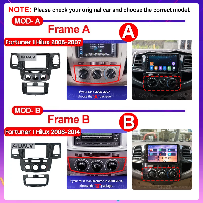 Android 13 Car Radio Player For Toyota Fortuner Hilux MT 2007 2008 2012 2014 2015 Multimedia Video GPS Carplay Auto Navigation