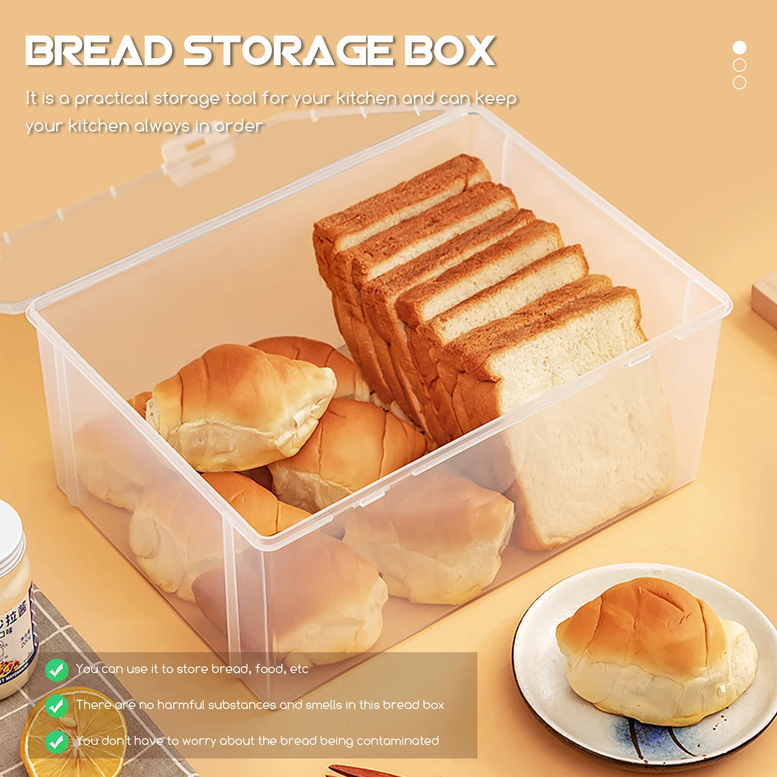 

Bread Box Transparent Snacks Storage Holder Kitchen Cake Container For Toast Fruit Refrigerator Bread Case Multi-Function
