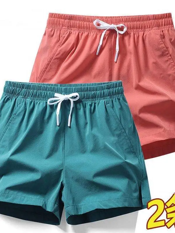 

Men's Ice Silk Shorts Summer Thin Breathable Outdoor Casual Sports Beachside Pants Loose Fit Polyester Fiber Youth Pure Color