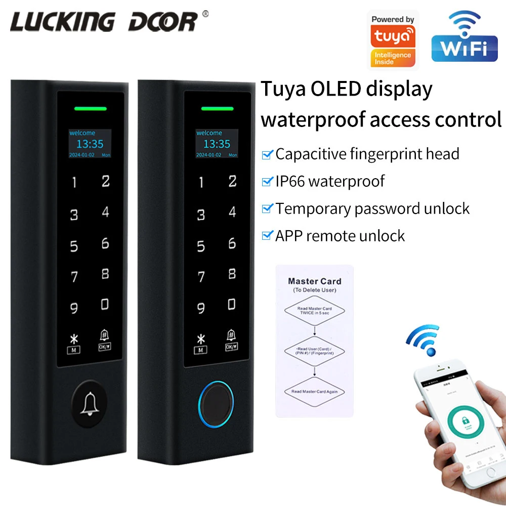 Picture: Support Tuya App Wifi Biometric Fingerprint Access Control Intercom System Machine Digital Electric RFID Code System ForDoorLock