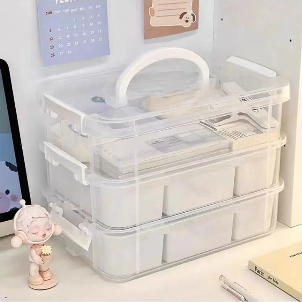 1 Uds. Organizador de almacenamiento de mesa con cajones, caja organizadora de maquillaje transparente de 4 capas, contenedores de joyería de plástico para escuela y oficina