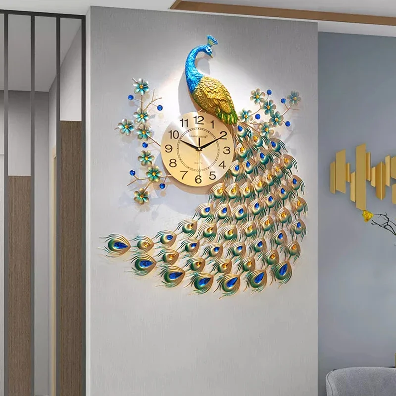 

Peacock Simple Wall Watch Aesthetic Bathroom Metal Wall Art Minimalist Creative Clock Wall Simple Wanduhr Living Room Decoration