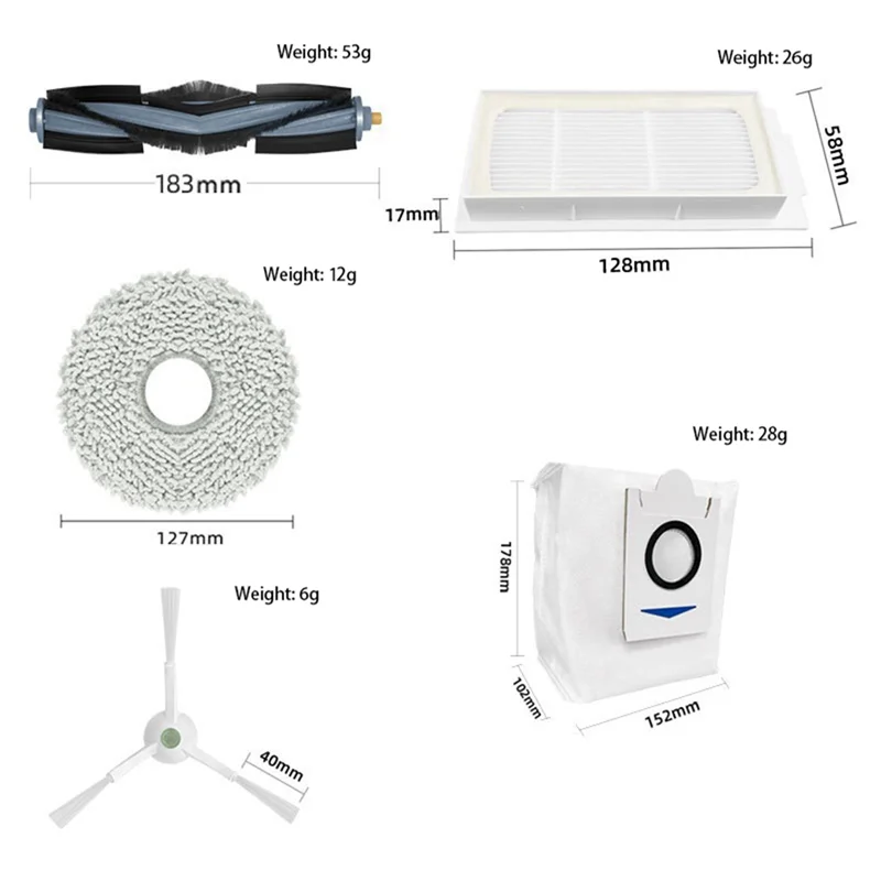 Vacuum Cleaner Accessories Main Brush HEPA Filter Mop Cleaning Cloth Dust Bag Parts For YEEDI KK-AA80