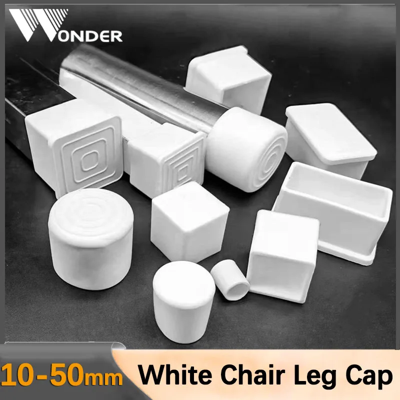 White Chair Leg Caps Suqare/Round Rubber Feet Protector Pad Furniture Table Covers Socks Plug Furniture Leveling Feet Home Decor