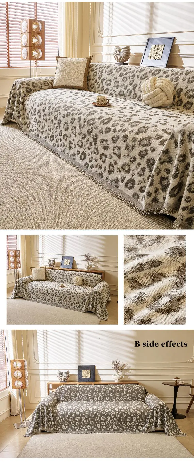 Einfache Leopardenmuster Chenille Einteilige Sofadecke Universelle Sofaüberwürfe Stoffhandtuch Multifunktionale Decken – Detail 9