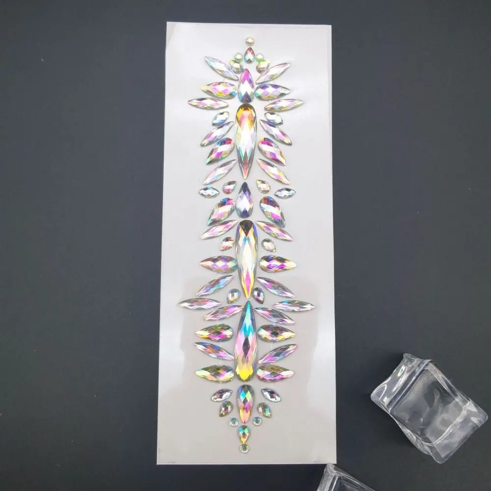 

Fashion EDM Music Festival Tattoo Stickers 3D Adhesive Crystal Forehead Sticker Crystal Face Decals Body Face Colored Rhinestone