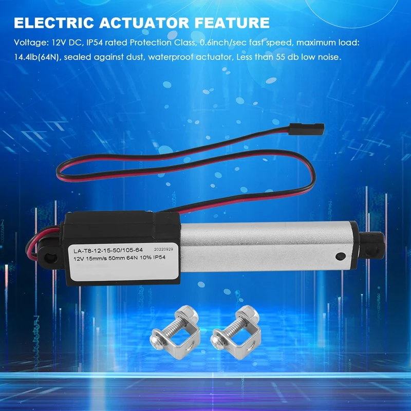 Electric Mini Linear Actuator Stroke, 64N/14.4Lb, Speed 0.6Inch/S Mini Waterproof Motion Actuator Small 12 V DC