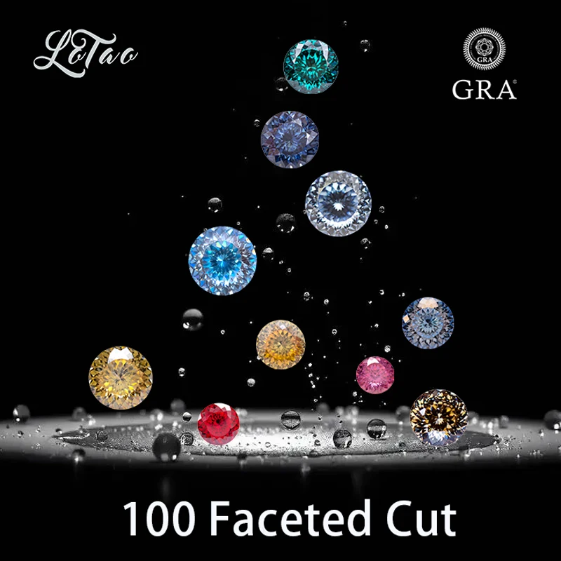 

Wholesale Moissanite Stone 100 Faceted Cut Round Shape Multiple Color Gemstone Lab Grown Diamond for Charms Jewelry Certifica