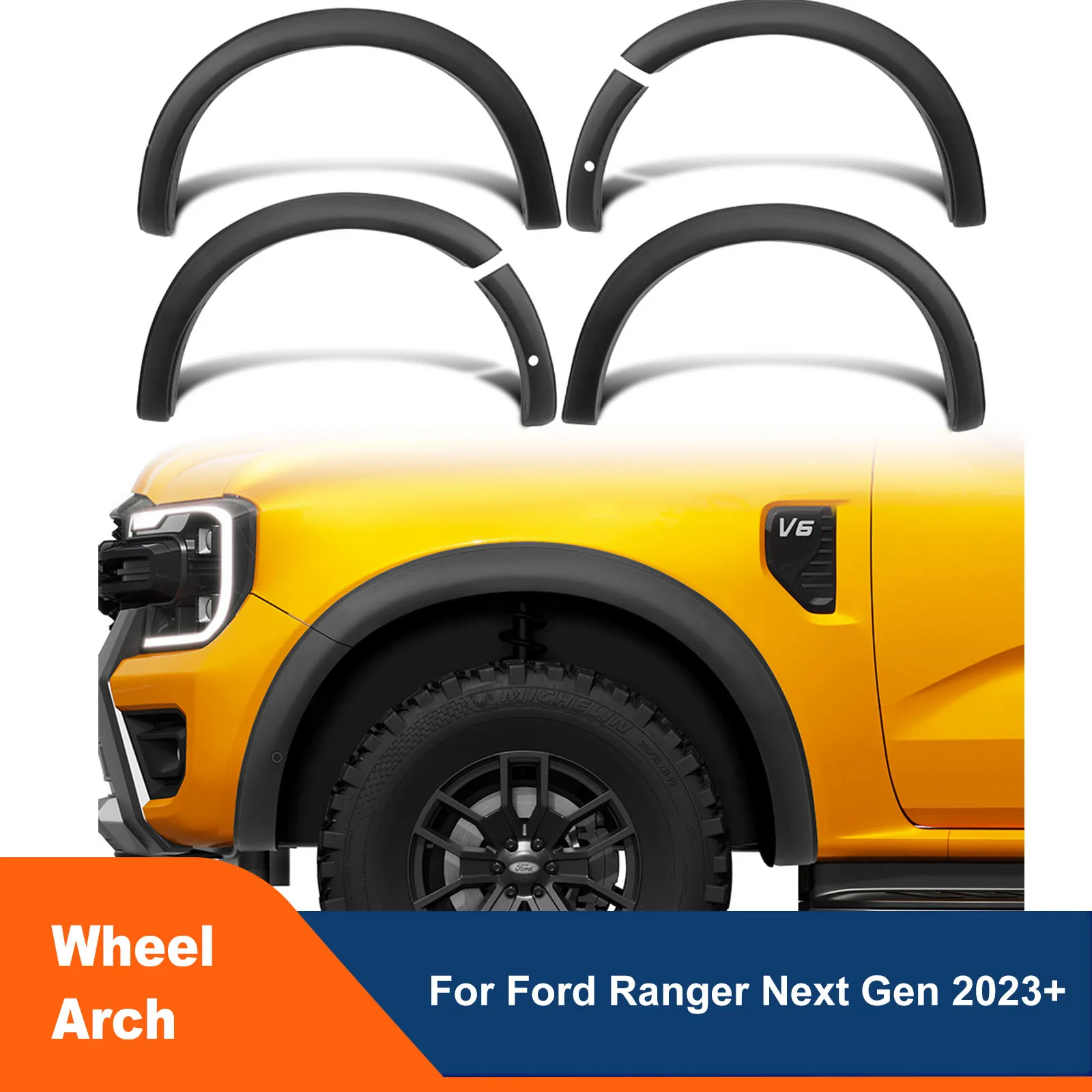 Fender Flares Wheel Arch For Ford Ranger Next Gen 2022 2023 Wildtrak Wildtrak-X with Parking Sensor Auto Part Car Acessories