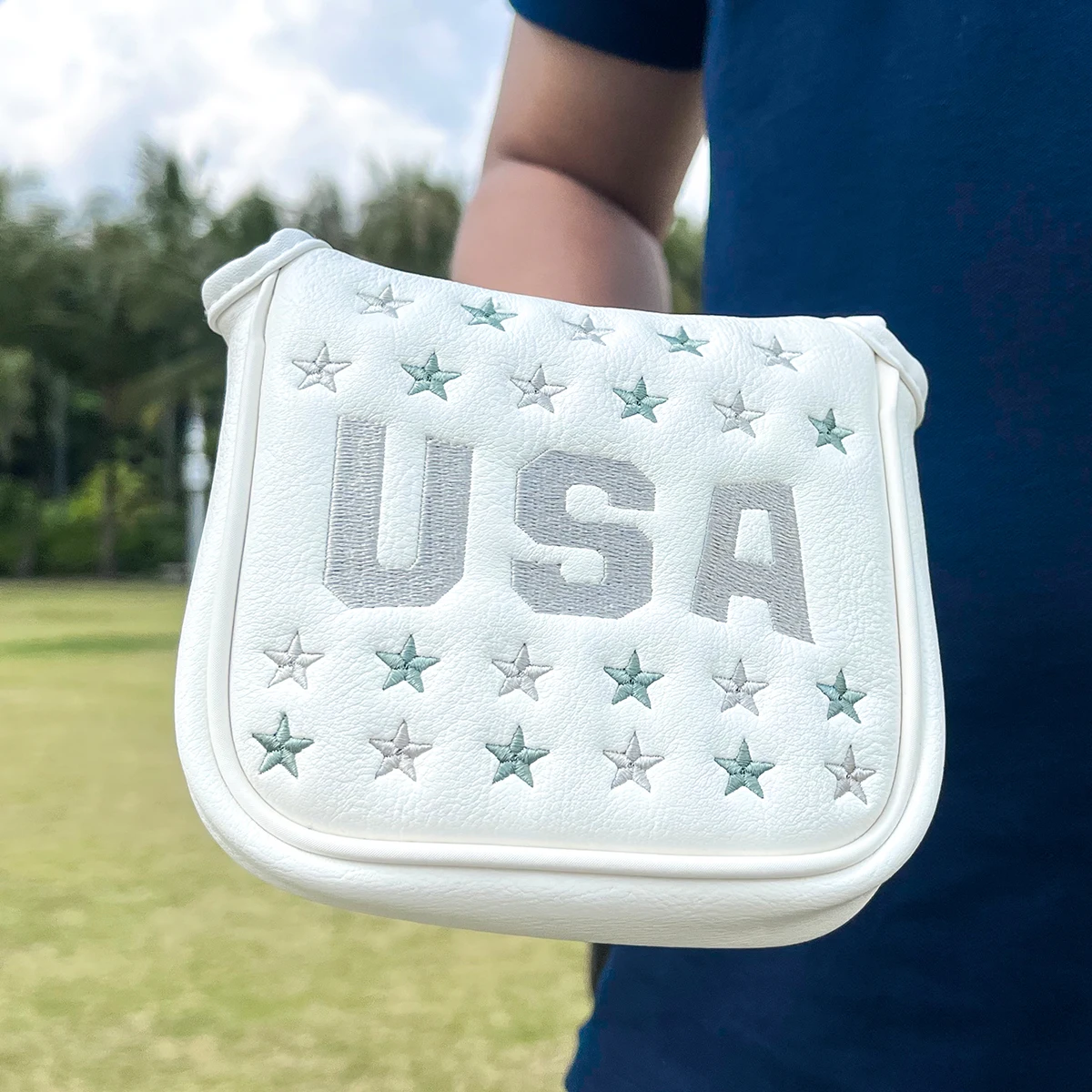 Golf Putter Cover Mallet Putter Head Cover with PU Leather Magnetic Closure and USA Star Design