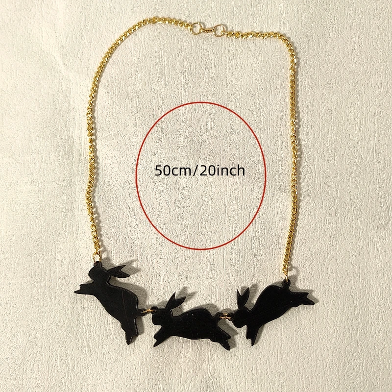 KUGUYS Black White Little Rabbit Acrylic Pendants Necklace for Women Fashion Animal Jewelry Gold Color Link Chain Girls Gift