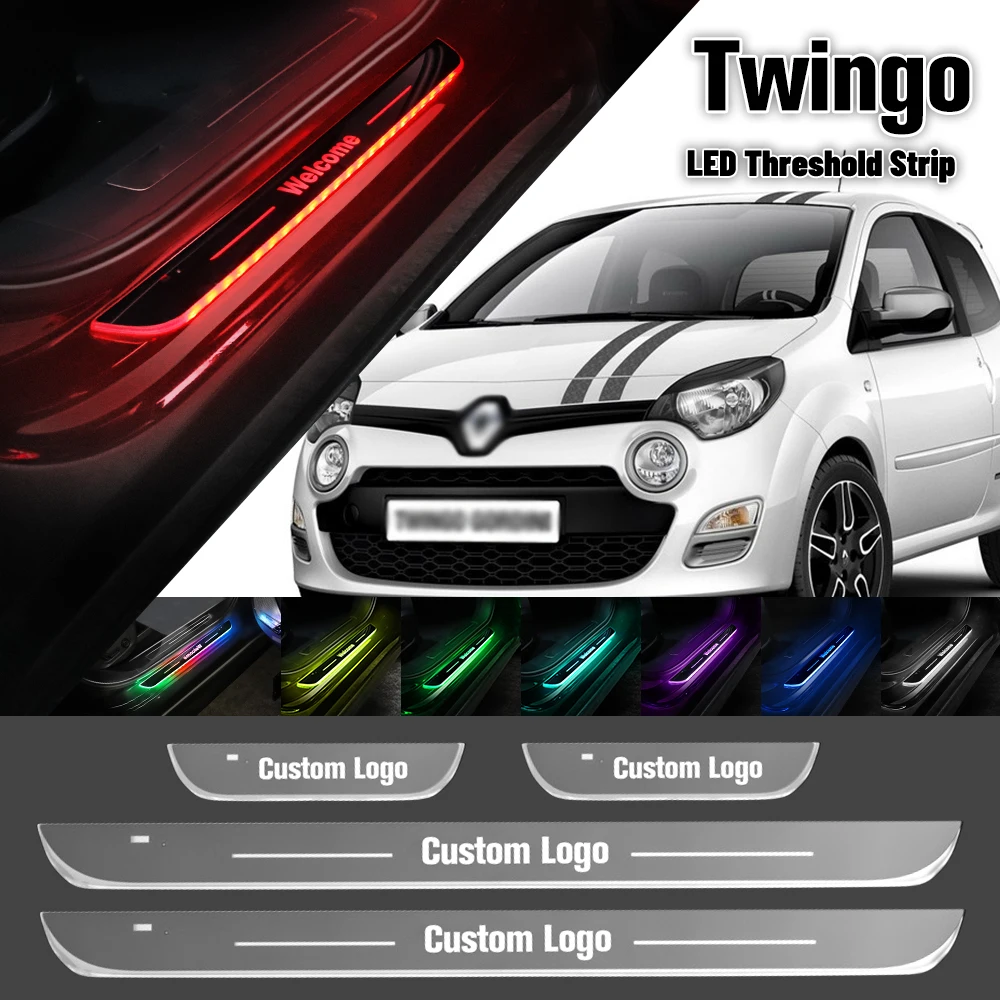 For Renault Twingo 2 3 2007-2023 Car Door Sill Light Customized Logo LED 2014 2015 2019 Welcome Threshold Pedal Lamp Accessories