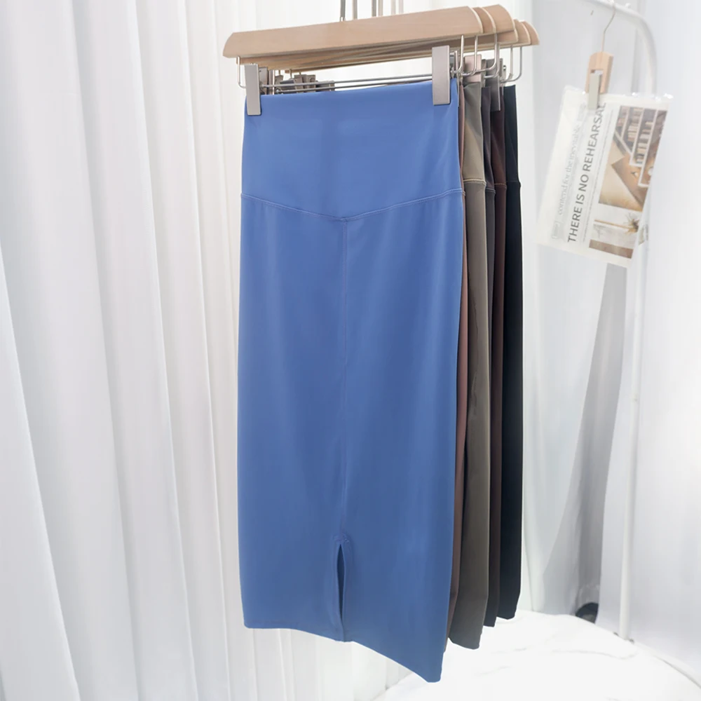 LULU FLORA Hüftbetonter Rock, halber Rock, hohe Elastizität, Yoga mit hoher Taille, Frühling und Sommer, mittellange Länge, Retro-Nude-Stil – Detail 7