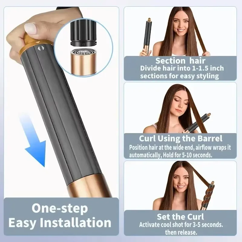 SenCiciMen 6-in-1 Multi Hair Styler Curling Iron Hair Hot Air Brush Curling Barrel Hair Dryer Professional Curly Hair Styler image 6