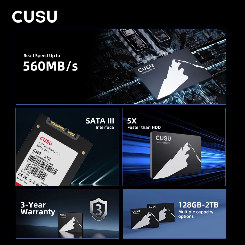 CUSU SSD SATA 512GB 1TB 2TB SSD 4TB SATA3 128GB 256GB 2.5インチ