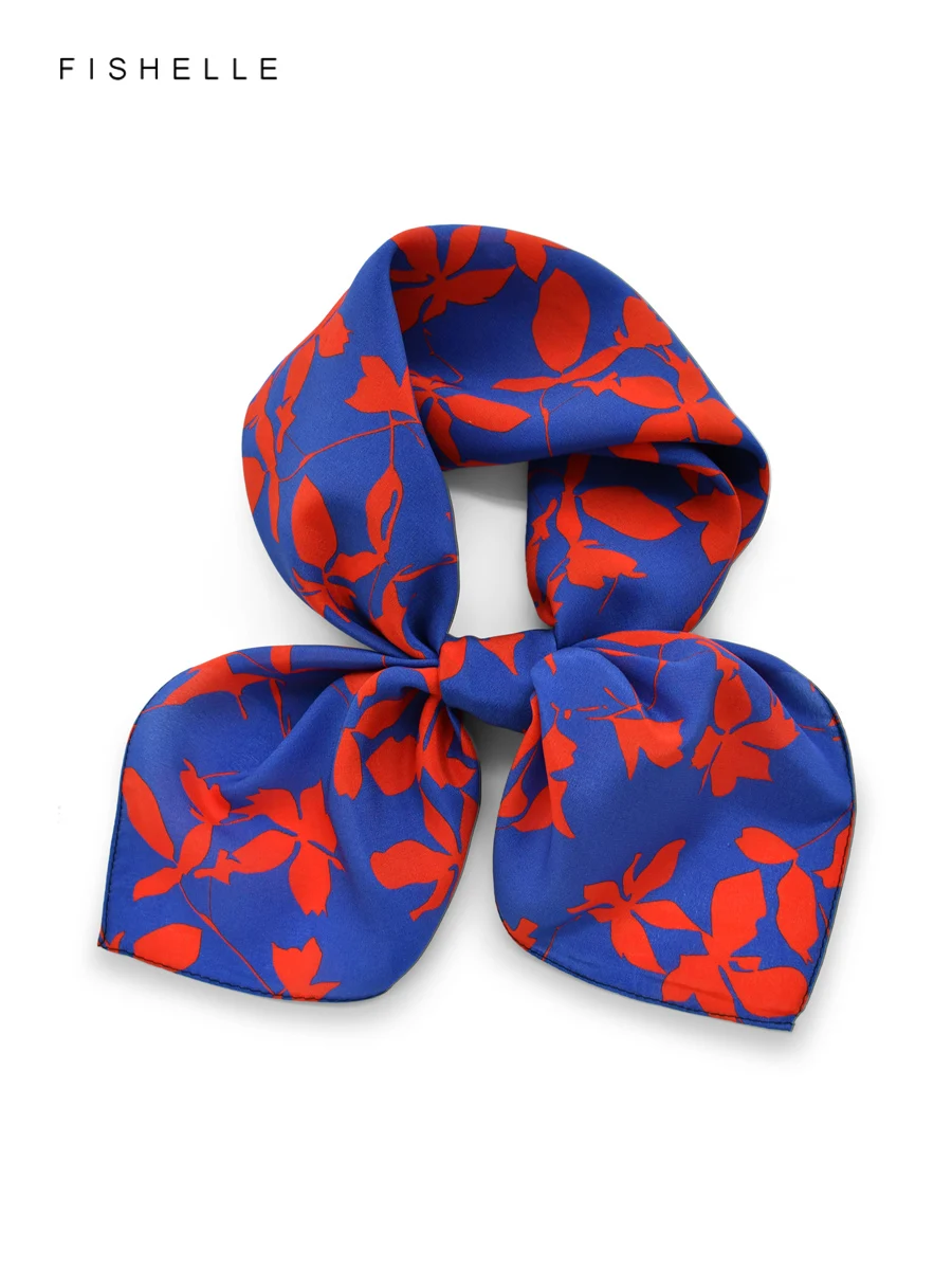 

Синие красные листья, 100% шелковый шарф, квадратные шарфы, женская шаль, крепдешин, шелк, роскошный подарок, повязка на голову, галстук, хиджаб, платок