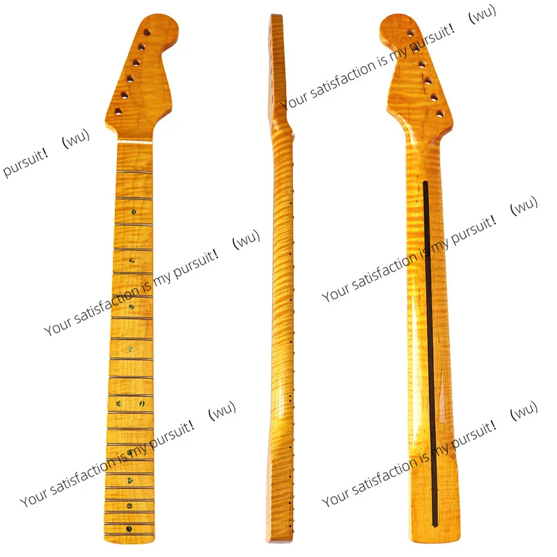 

6-String 22-fret Tiger ST Neck Roasted Maple Neck Electric Guitar Neck Plus Maple Bright Matte Cow Bone Pillow Guitar Handle