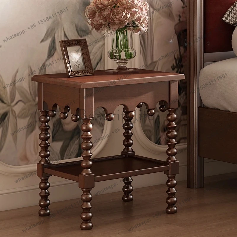 

American retro all solid wood bedside table modern simple corner cabinet bedroom drawer storage cabinet furniture