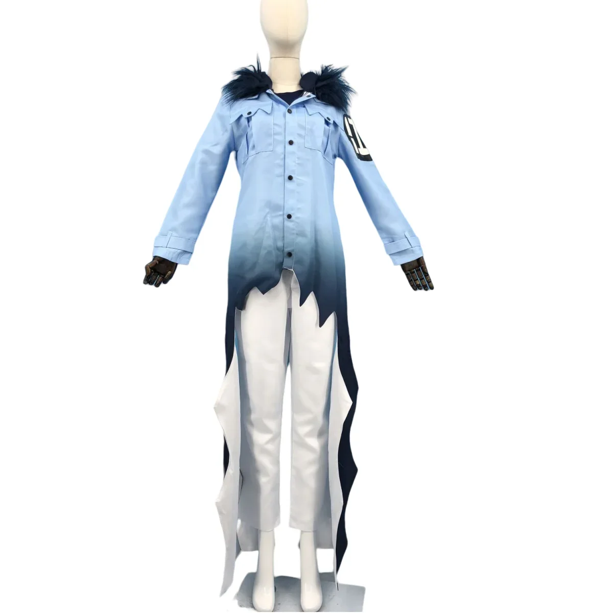 FasCostume أنيمي Servamp نعسان الرماد تأثيري حلي مصاص دماء القطة السوداء الصغيرة شعر مستعار معطف أزرق موحدة كامل رجل امرأة هالوين البدلة