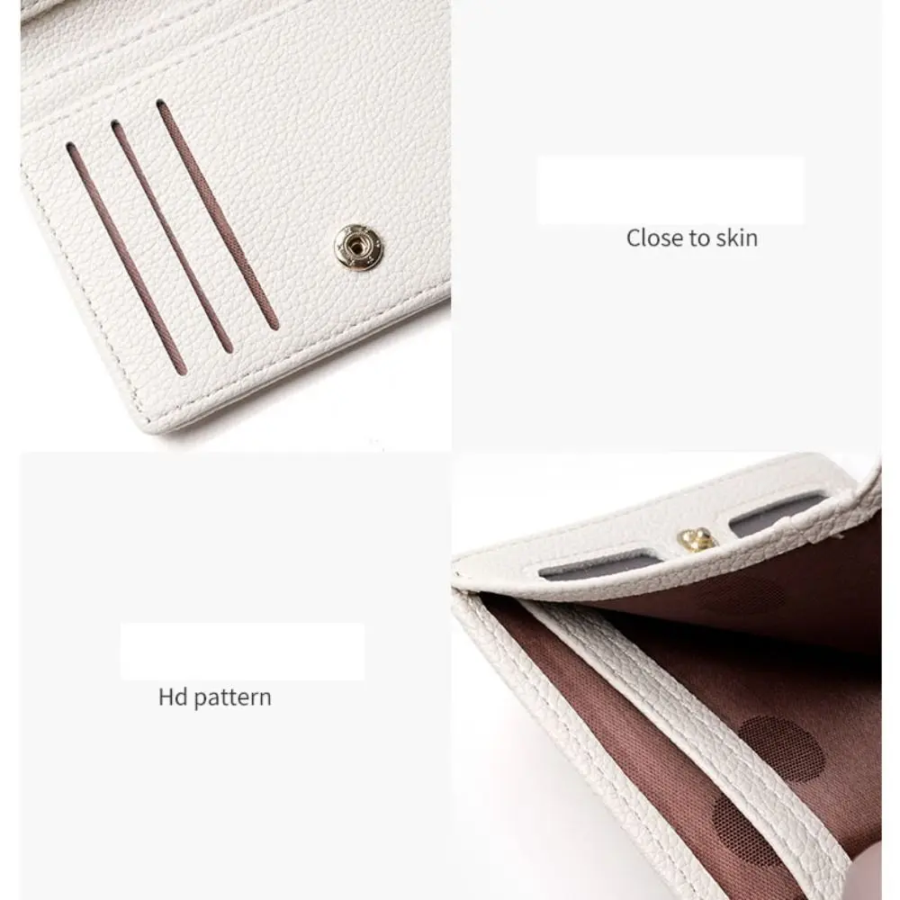 PU Leather Short Wallet For Women\'s Fashion Solid Color Large Capacity Lady Handbag Foldable Thin Card Holder Coin Purses