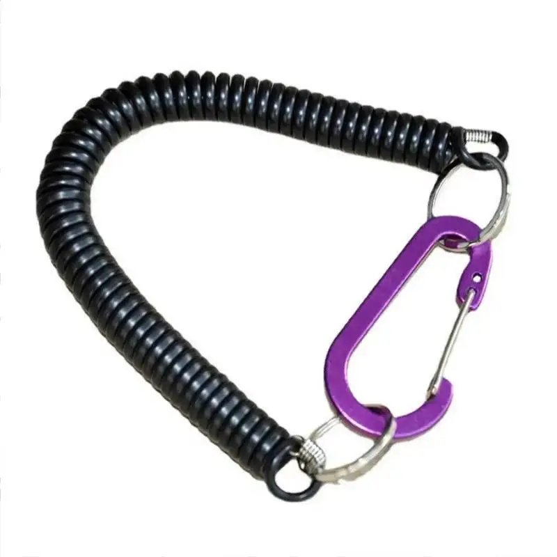 New Carabiner Anti Lost Rope Spring Take Up Cord Metal Buckle For Fishing Gear Climbing Fishing GadgetsAcc