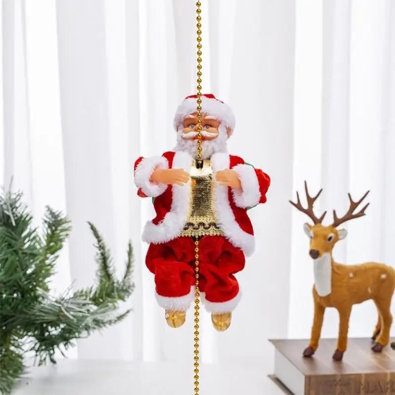 77JB Manik -manik panjat listrik Santa dengan musik memanjat ornamen tangga