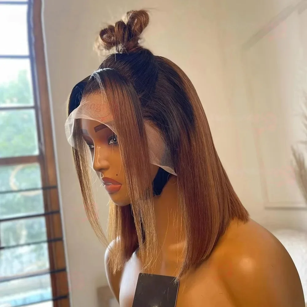 

18inch straight Brown 5x5 Lace Front Hair 100% Human Hair Wig 150 Density with Baby Hair Pre-Plucked Soft Hair Wig