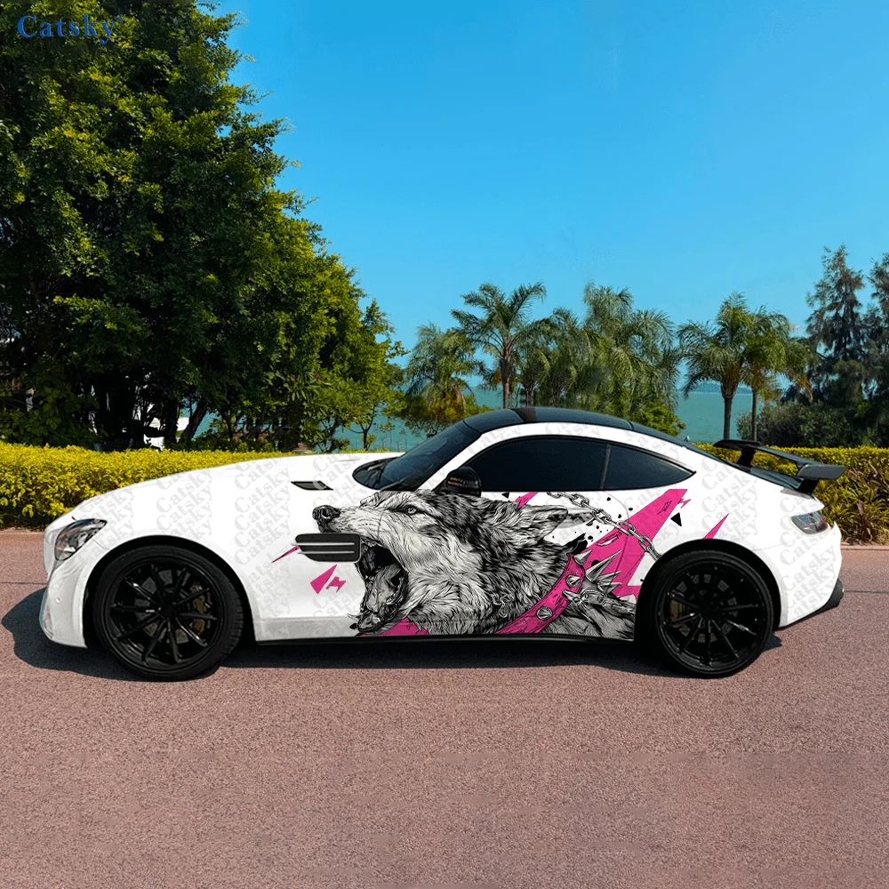 

Dark Roaring Wolf Splash Car Vinyl Wraps Decal Self-adhesive PVC Sticker Suitable for Trucks SUV Decor Auto Accessories Gift