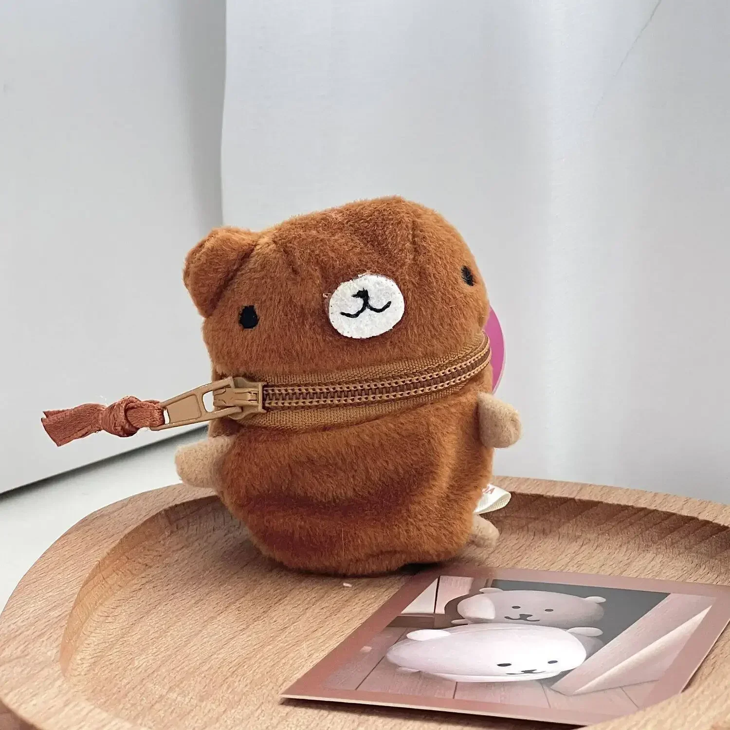 Niedliche Tier-Plüsch-Mini-Geldbörse Schlüsselanhänger Frosch Hund Hase Bär Huhn Schaf Taschenanhänger Kleine Reißverschluss-Geldbörse Schlüsselring Geschenk – Detail 10