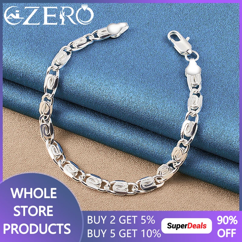 ALIZERO 925 Sterling Silver Side Bracelet Chain For Women Men Fashion Wedding Party Charm Jewelry Lovers Gift
