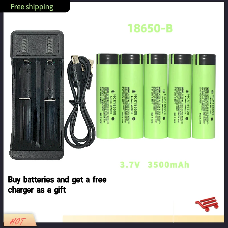 Free Shipping Air Express NCR 18650B 34B 3.7V 3500mAh 30A Discharge Lithium-ion Rechargeable Battery Charger for Monitoring