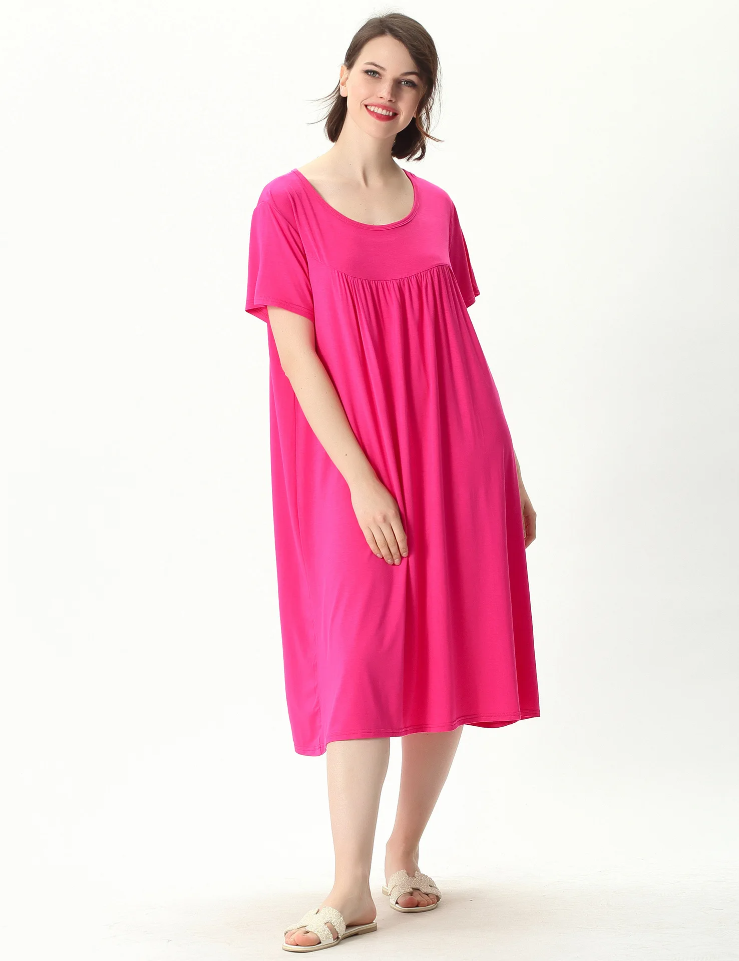 4XL-7XL Modal Cotton Women‘s Nightgowns Oversize Plus Size Sleepwear Casual Short Sleeve Summer 110 Kg Wear Home Night Dress