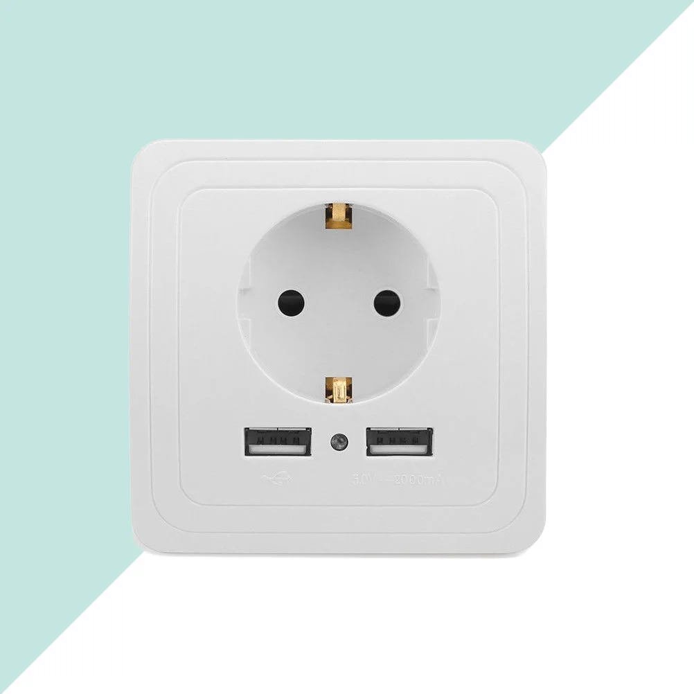 

USB Wall Socket Dual Outlet Fire Resistant Safety Home Office Use Electrical Plug Power Voltage USB Panel