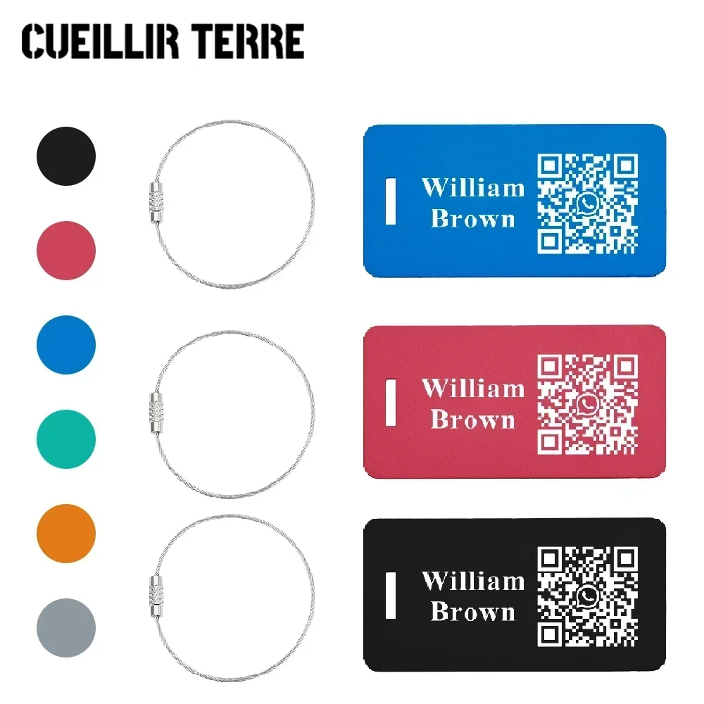 3pcs Personalized QR CODE Luggage Tags Laser Reusable Travel Accessories Metal Portable Fashion Baggage Boarding Tag Suitcase ID