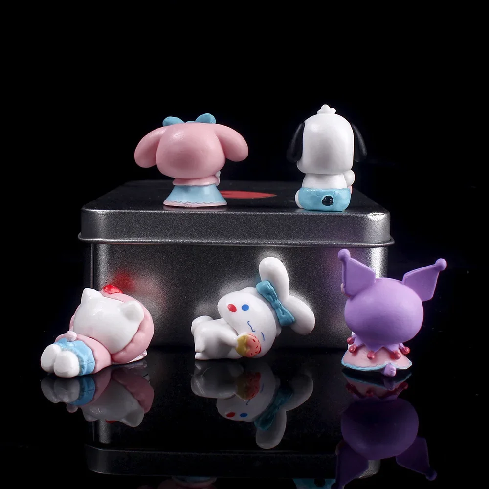 [Funny] 5pcs/lot Cartoon Anime Sanrio Hello Kitty My Melody Kuromi figure statue collection model home decoration Girl kids gift